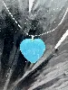 collier carava file de peche avec pendentif pierre forme coeur couleur bleue turquoise
