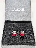 boucles d'oreilles puces lalique en argent 925 et verre rouge argent 925 millième (22 ct) 7,71g