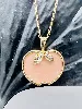 collier pendentif pomme en corail couleur peau d'ange surmonté de 5 diamants brillantés or 750 millième (18 ct) 7,79g