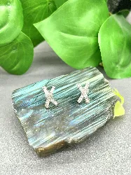 boucles d'oreilles argent croix strass argent 925 millième (22 ct) 1,36g