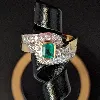 bague emeraude ruban diamants or 750 e (18 ct) 8.31g