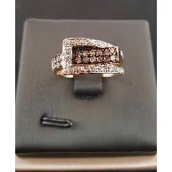 bague ceinture diamants bruns et blancs or 750 millième (18 ct) 3,63g