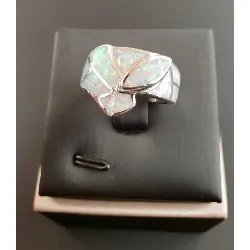 bague opale synthetique argent 925 millième (22 ct) 7,04g