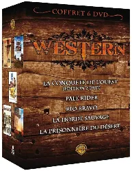 dvd coffret western - la conquête de l'ouest + pale rider + rio bravo + la horde sauvage + la prisonnière du désert