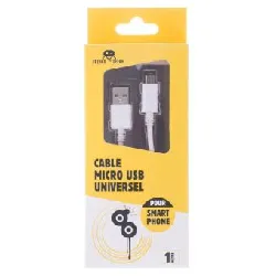 câble data micro usb universel 1m blanc