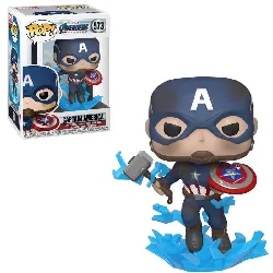 figurine pop marvel avengers endgame n° 573 - captain america avec bouclier cassé et mjolnir
