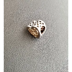 pandora charm coeur vide 2 couleurs argent 925 millième (22 ct) 1,54g