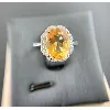 bague argent quartz jaune ovale oxydes argent 925 millième (22 ct) 3,02g