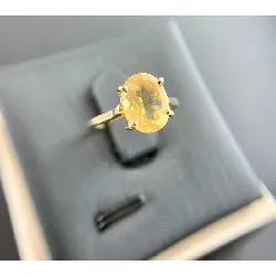 Bague En Or 750/ooo (18 Carats) — Sertie D’une Citrine Carrée, Poids 3,01g (Occasion)