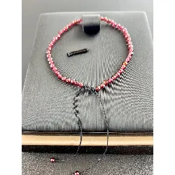 bracelet ajustable perles pierre de grenat facetté