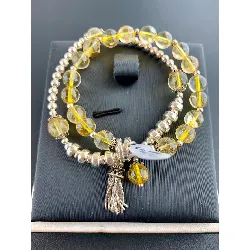 bracelet boules quartz jaune argent 925 millième (22 ct) 27,91g