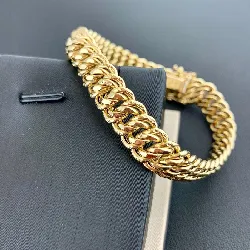 Gourmette Bracelet Maille Américaine Plaquée Or Rose - Bijou Vintage Occasion