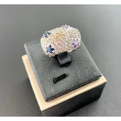 bague oxydes de couleur+blancs argent 925 millième (22 ct) 10,03g