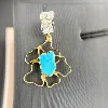 bo or pavé de diamants + turquoise pendant or 750 millième (18 ct) 4,05g
