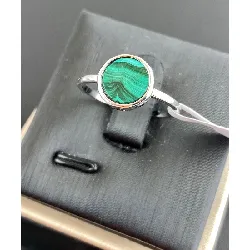 11ex0630ml bague pierre malachite forme ronde
