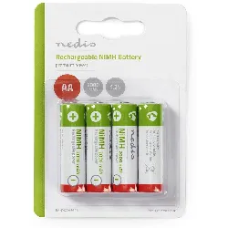 pile rechargeable nedis - ni-mh aa  2000 mah  1.2 v    (4 pièces sous blister)