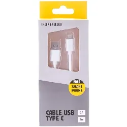 cable freaks & geeks usb type c  1m,  blanc, 2a