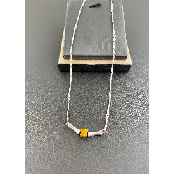 collier pierre l'oei de tigre argent 800 millième (19 ct) 4,66g