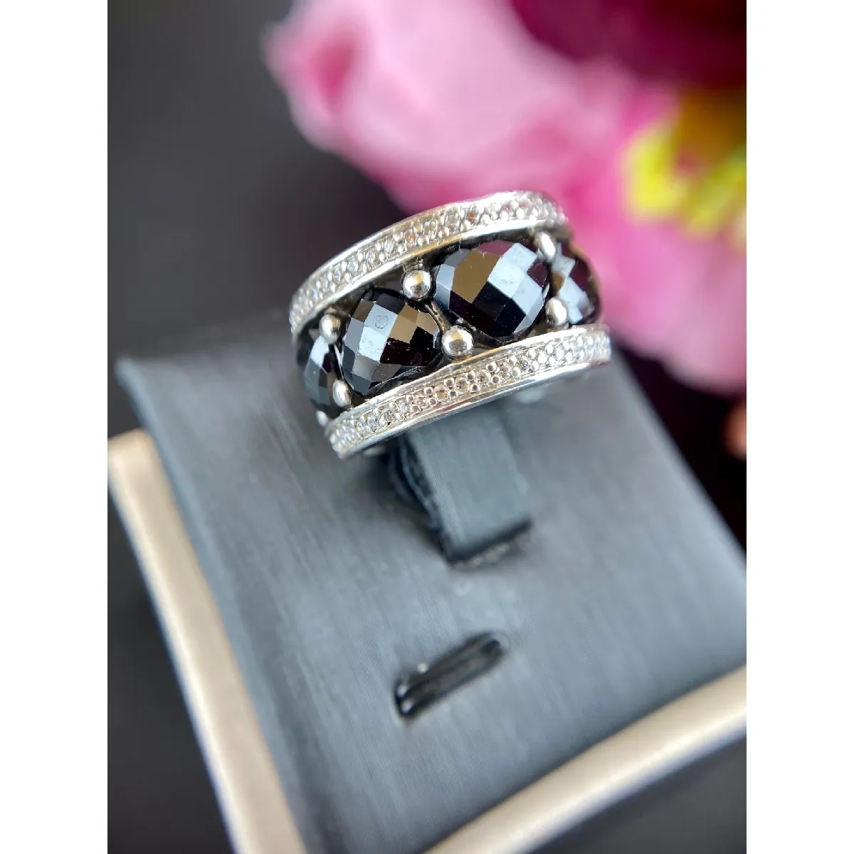 Bague Thomas Sabo Argent 925 - Demi-tour Américain Pavé Oxydes - Taille 22, Occasion