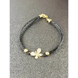 bracelet tissu motif or papillon pavé d'oxydes or 750 millième (18 ct) 4,18g