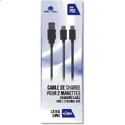 cable de recharge freaks and geeks 3m pour 2 manettes ps5 type c (embout secteur non inclus)