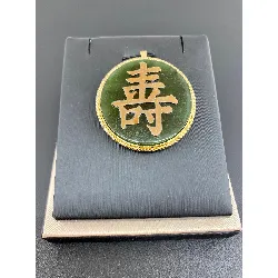 pendentif pierre verte calligraphie chinoise longévité