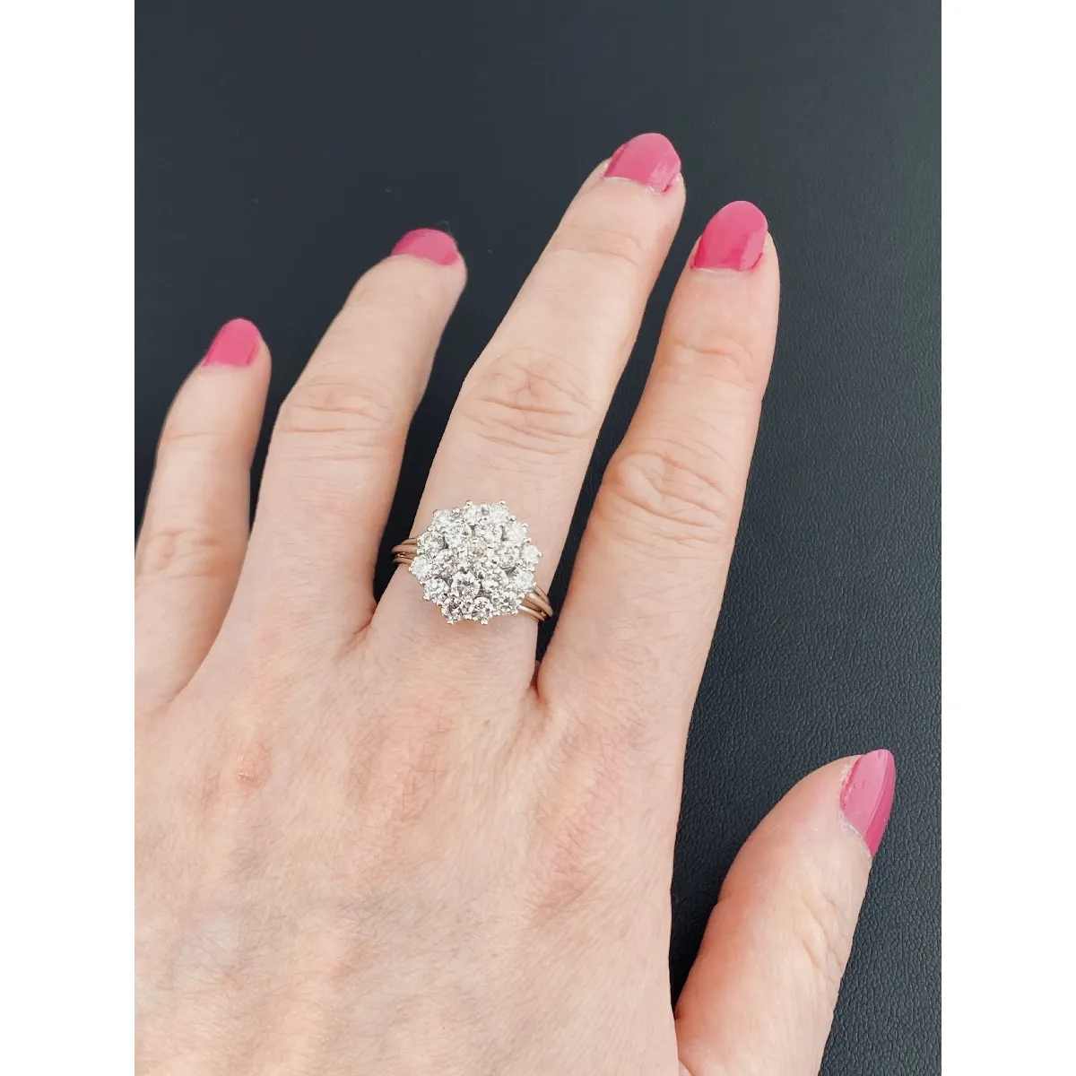 Bague choux Diamants environ 1,50CT au total Or 750 Millième (18