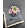 bague ornée d'une citrine 2 tourmalines et rubis diamants or 750 millième (18 ct) 7,96g