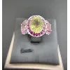 bague ornée d'une citrine 2 tourmalines et rubis diamants or 750 millième (18 ct) 7,96g