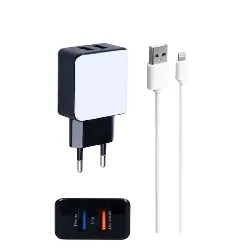 chargeur 2 ports avec cable iphone lightning 2,4a