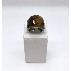 bgac bague acier l'oeil de tigre facette taille 9