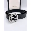 ceinture gucci gg buckle boucle argenté cuir noir monogramme
