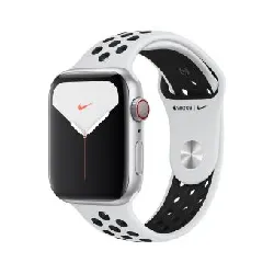 montre connectée apple watch nike series 5 (gps + cellular) - boitier 44 mm aluminium argent avec bracelet sport nike platine pure