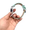 montre guess quartz acier carré bracelet cuir vert menthe