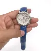 montre guess quartz acier étoiles bracelet cuir bleu