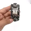 montre guess quartz acier logos sur bracelet cuir