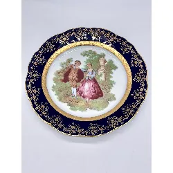 assiette limoges en porcelaine bleu de four diamètre 25cm