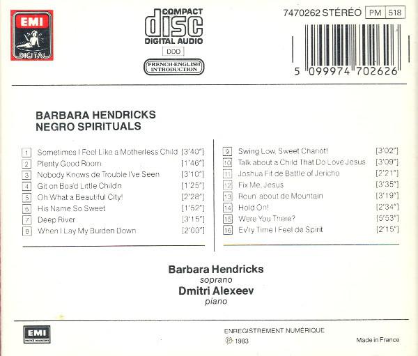 Cd Barbara Hendricks, Dmitri Alexeev - Negro Spirituals (2001)