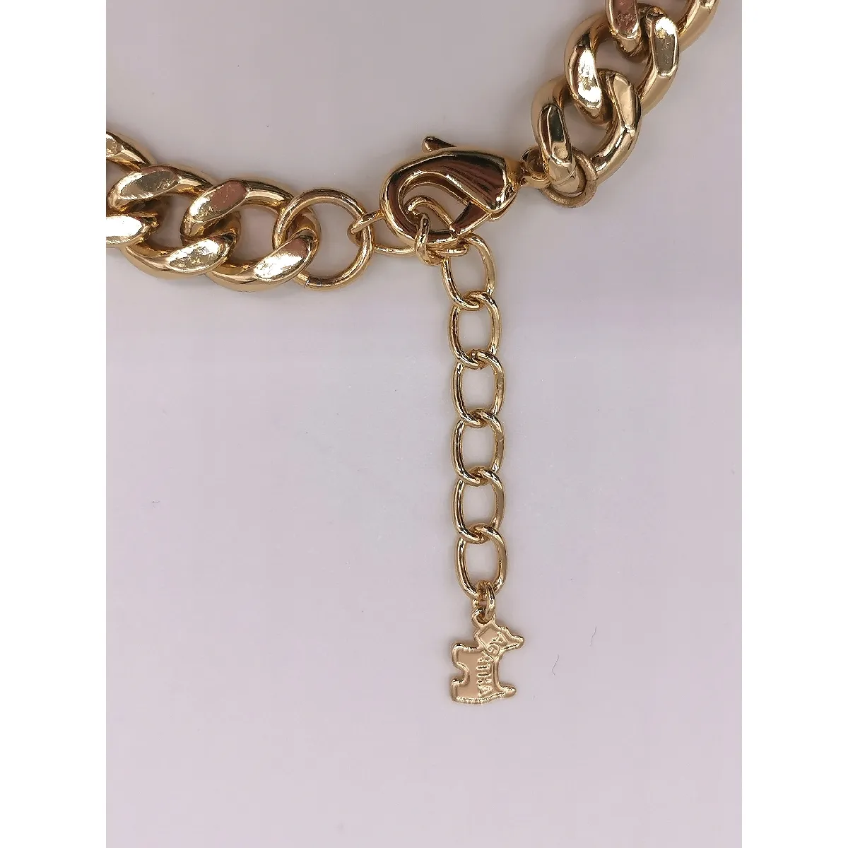 Collier Fantaisie Vintage Agatha Paris - Maille Dorée Avec Fermoir Strass, Occasion