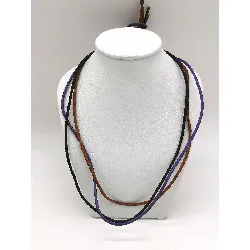 collier en cuir lancel avec 3 lacets