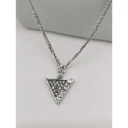 collier guess maille gourmette pendentif triangle avec oxydes