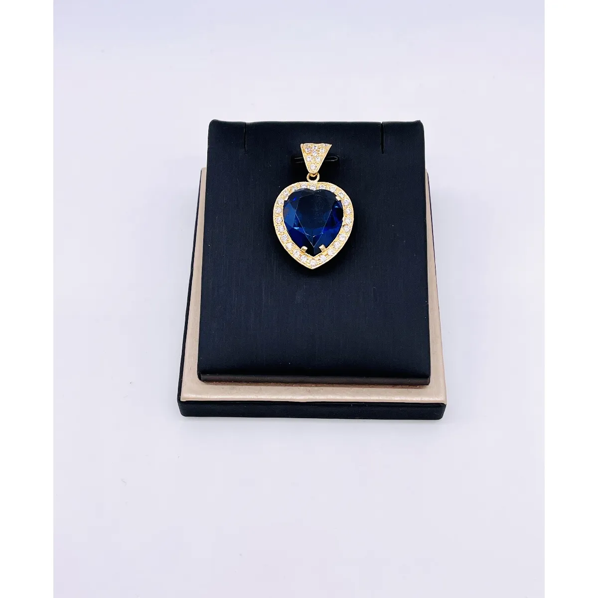 Pendentif 3 Fleurs Saphirs Et Oxydes - Or 750/1000 (18 Carats) - Occasion