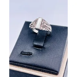 bague argent centrée d'une barre en nacre argent 925 millième (22 ct) 2,97g