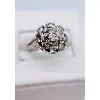 bague fleur or blanc solitaire diamant env 0,30ct taille ancienne or 750 millième (18 ct) 5,65g