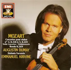 cd mozart - augustin dumay, sinfonia varsovia, emmanuel krivine - concertos pour violon n° 4, k.218 & 5, k.219, rondo k.269 (1989)