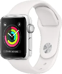 apple watch series 3 (gps, 38mm) boîtier en aluminium argent - bracelet sport blanc