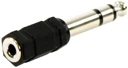 plugger , adaptateur simple fiche mini jack femelle stéréo 3.5mm vers fiche jack mâle stéréo 6.35mm. gamme des câbles et adaptateu