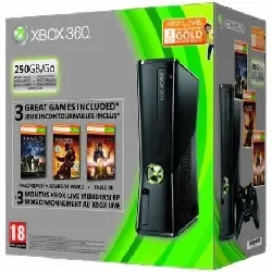 console sony xbox 360 250 go extreme value bundle gow2 + halo + fable 3