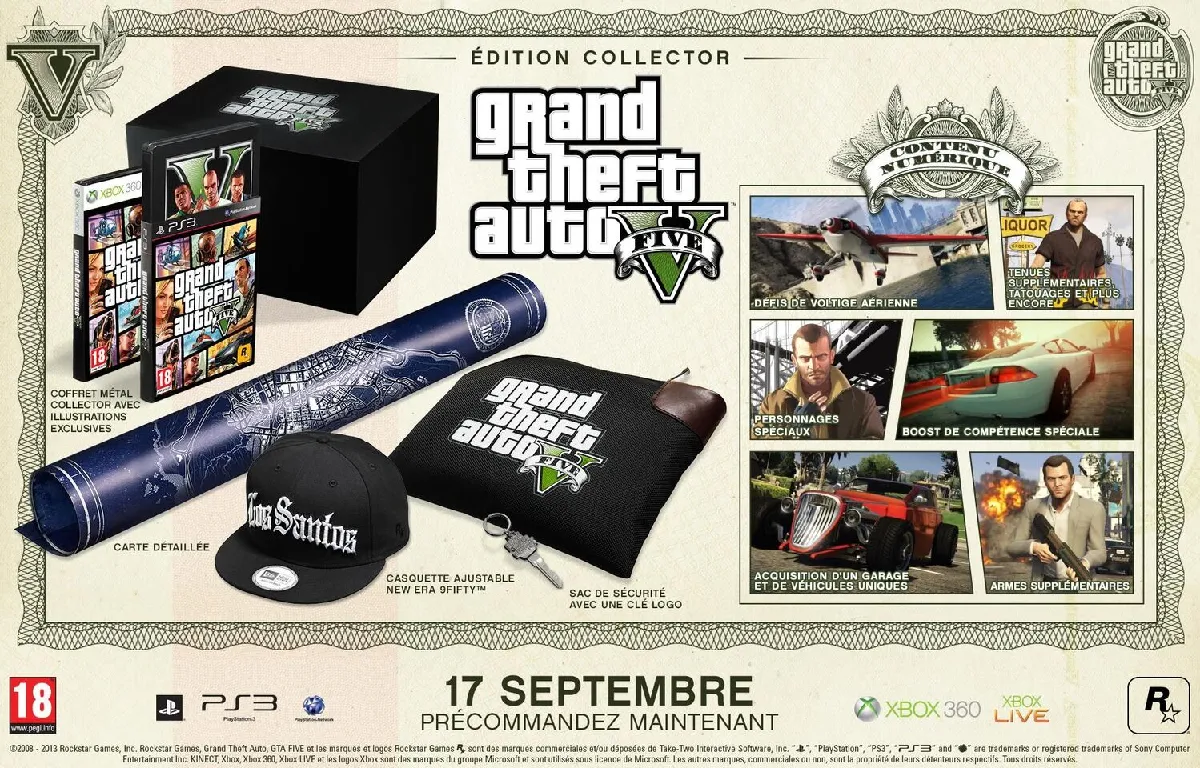 GTA 5 – Grand Theft Auto V – PS3 – Rockstar – PEGI 18 – Bon État