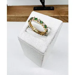 bague alliance or alternant de 12 diamants et 12 émeraudes or 750 millième (18 ct) 2,32g